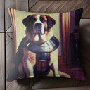 鎧 セントバーナード 金の柱 部屋 クッションカバー 45×45cm アニマル柄 おしゃれ 可愛い クッション本体付き 正方形 犬ファン