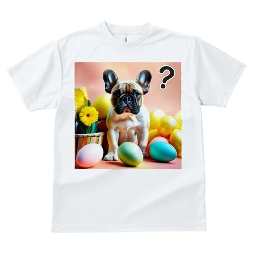 Tシャツ レディース 犬ファン 半袖 春夏 犬柄 プリント カジュアル かわいい 人間用 フィットネス ダンス 花 フレンチブルドッグ イースターエッグ カゴ クエスチョンマーク