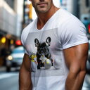 Tシャツ メンズ キッズ 犬ファン 半袖 春夏 犬柄 プリント カジュアル かわいい 人間用 フィットネス ダンス チューリップ フレンチブルドッグ 卵 パーティーナイト