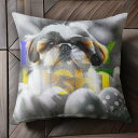 たまご シーズー 文字 パーティー クッションカバー 45×45cm アニマル柄 おしゃれ 可愛い クッション本体付き 正方形 犬ファン