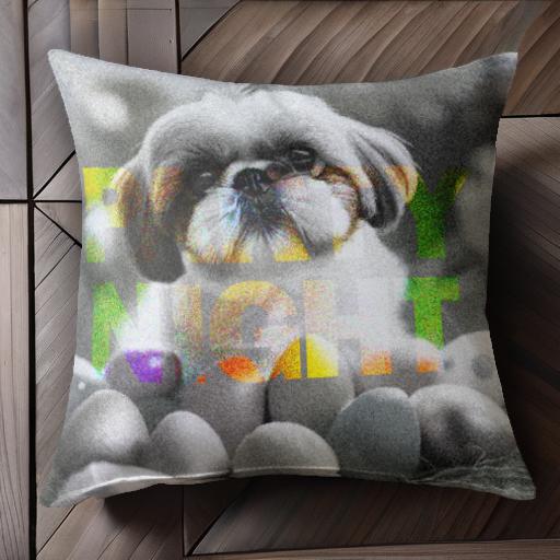 パーティー シーズー 夜 卵 クッションカバー 45×45cm アニマル柄 おしゃれ 可愛い クッション本体付き..