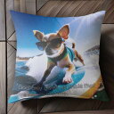 サングラス チワワ サーフィン 青い水着 太陽 波 クッションカバー 45×45cm アニマル柄 おしゃれ 可愛い クッション本体付き 正方形 犬ファン
