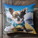 サーフィン チワワ サングラス 海 タンクトップ クッションカバー 45×45cm アニマル柄 おしゃれ 可愛い クッション本体付き 正方形 犬ファン
