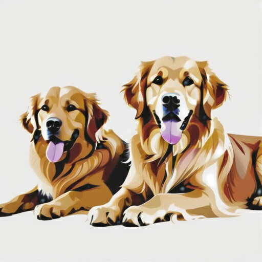 笑顔 ゴールデンレトリバー リラックス 幸せ デジタルアート クッションカバー 45×45cm アニマル柄 おしゃれ 可愛い クッション本体付き 正方形 犬ファン