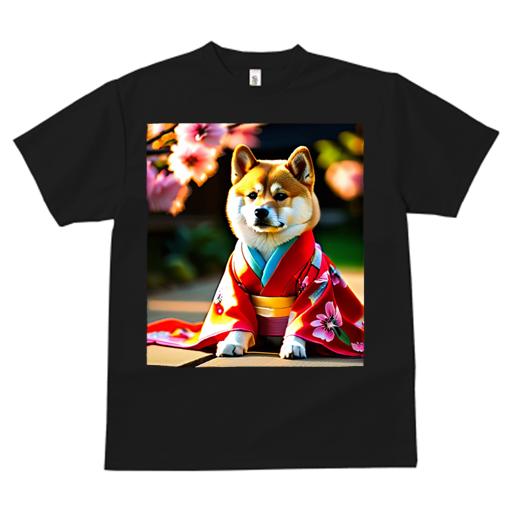 Tシャツ メンズ キッズ 犬ファン 半袖 春夏 犬柄 プリント カジュアル かわいい 人間用 フィットネス ダンス 着物 柴犬 桜