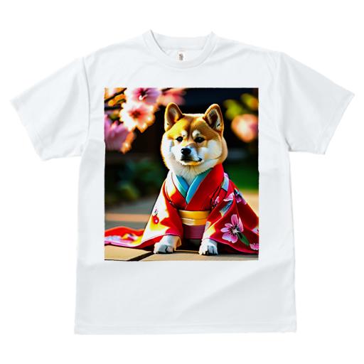 Tシャツ メンズ キッズ 犬ファン 半袖 春夏 犬柄 プリント カジュアル かわいい 人間用 フィットネス ダンス 着物 柴犬 桜
