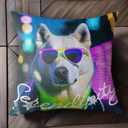 サングラス ハスキー ネオンサイン 夜 テキスト クッションカバー 45×45cm アニマル柄 おしゃれ 可愛い..