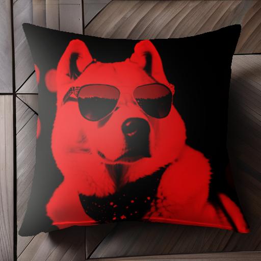 サングラス 柴犬 マフラー ボケた背景 クッションカバー 45×45cm アニマル柄 おしゃれ 可愛い クッション本体付き 正方形 犬ファン