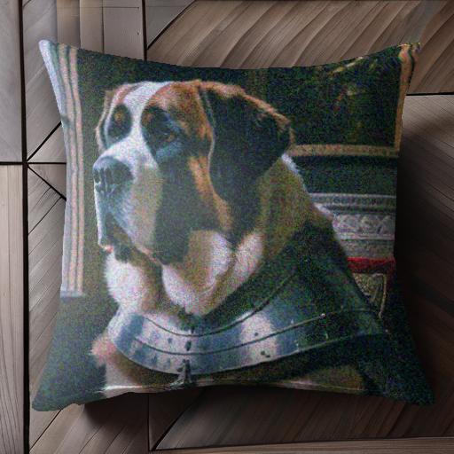 騎士の鎧 セントバーナード 窓 椅子 クッションカバー 45×45cm アニマル柄 おしゃれ 可愛い クッション..