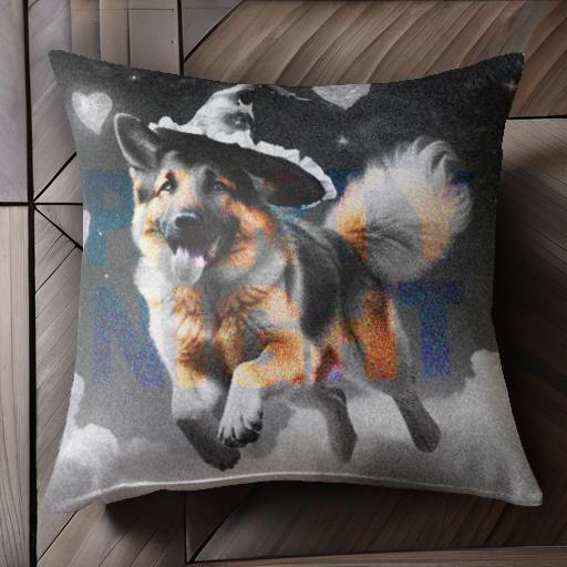 魔法の帽子 ジャーマンシェパード ハート 夜空 雲 クッションカバー 45×45cm アニマル柄 おしゃれ 可愛..