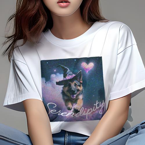 Tシャツ レディース 犬ファン 半袖 春夏 犬柄 プリント カジュアル かわいい 人間用 フィットネス ダンス 魔法の帽子 ジャーマンシェパード ハート 雲 星空 Tシャツ レディース 犬ファン 半袖 春夏 犬柄 プリント カジュアル かわいい 人間用 フィットネス ダンス 魔法の帽子 ジャーマンシェパード ハート 雲 星空