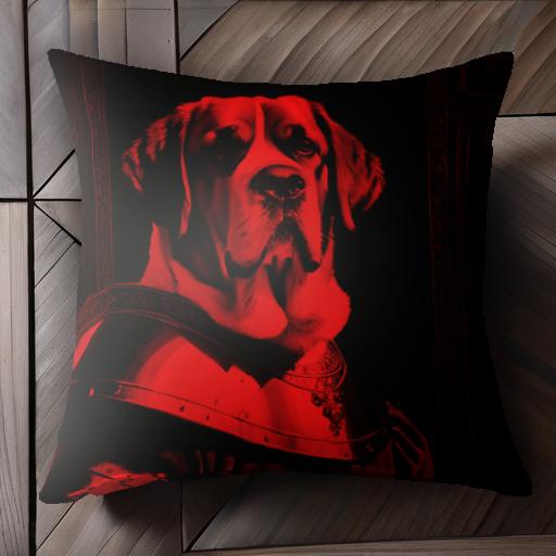 騎士 セントバーナード 鎧 赤い光 クッションカバー 45×45cm アニマル柄 おしゃれ 可愛い クッション本体付き 正方形 犬ファン