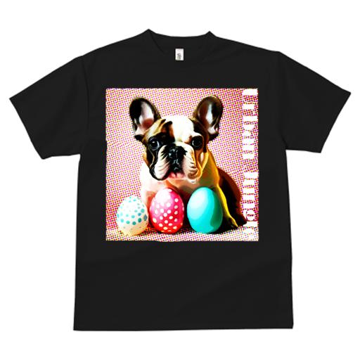 Tシャツ メンズ キッズ 犬ファン 半袖 春夏 犬柄 プリント カジュアル かわいい 人間用 フィットネス ダンス カラフルな卵 フレンチブルドッグ 水玉模様 ポップアートスタイル