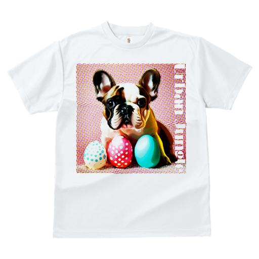 Tシャツ メンズ キッズ 犬ファン 半袖 春夏 犬柄 プリント カジュアル かわいい 人間用 フィットネス ダンス カラフルな卵 フレンチブルドッグ 水玉模様 ポップアートスタイル