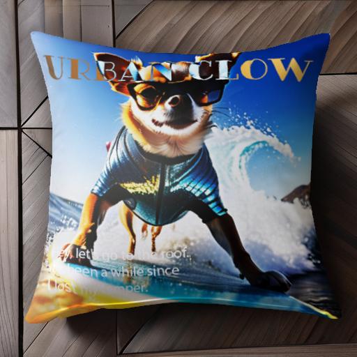 サーフィン チワワ 海 サングラス ウェットスーツ クッションカバー 45×45cm アニマル柄 おしゃれ 可愛..