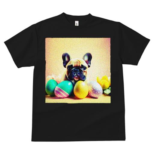 Tシャツ メンズ キッズ 犬ファン 半袖 春夏 犬柄 プリント カジュアル かわいい 人間用 フィットネス ダンス 卵 フレンチブルドッグ イースター 花
