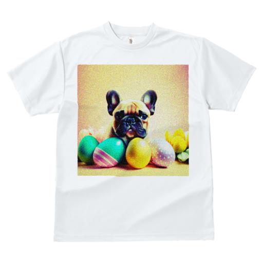 Tシャツ メンズ キッズ 犬ファン 半袖 春夏 犬柄 プリント カジュアル かわいい 人間用 フィットネス ダンス 卵 フレンチブルドッグ イースター 花
