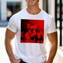 Tシャツ メンズ キッズ 犬ファン 半袖 春夏 犬柄 プリント カジュアル かわいい 人間用 フィットネス ダンス 卵 ブルドッグ 赤い背景 チョコレート
