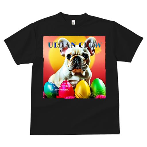 Tシャツ レディース 犬ファン 半袖 春夏 犬柄 プリント カジュアル かわいい 人間用 フィットネス ダンス 卵 フレンチブルドッグ 花 赤い背景