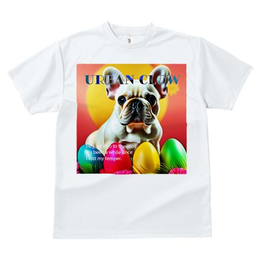 Tシャツ レディース 犬ファン 半袖 春夏 犬柄 プリント カジュアル かわいい 人間用 フィットネス ダンス 卵 フレンチブルドッグ 花 赤い背景