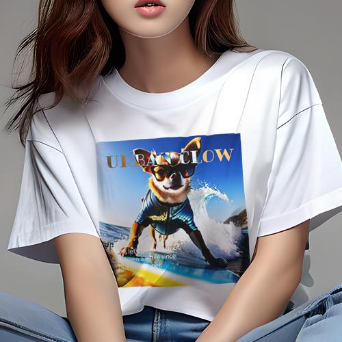 Tシャツ レディース 犬ファン 半袖 春夏 犬柄 プリント カジュアル かわいい 人間用 フィットネス ダン..