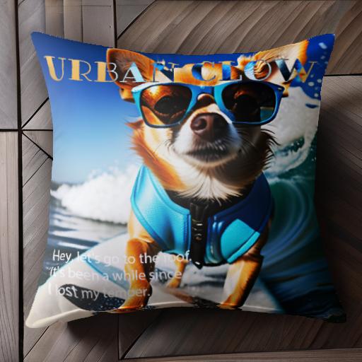 サングラス チワワ サーフィン 海 青空 クッションカバー 45×45cm アニマル柄 おしゃれ 可愛い クッション本体付き 正方形 犬ファン