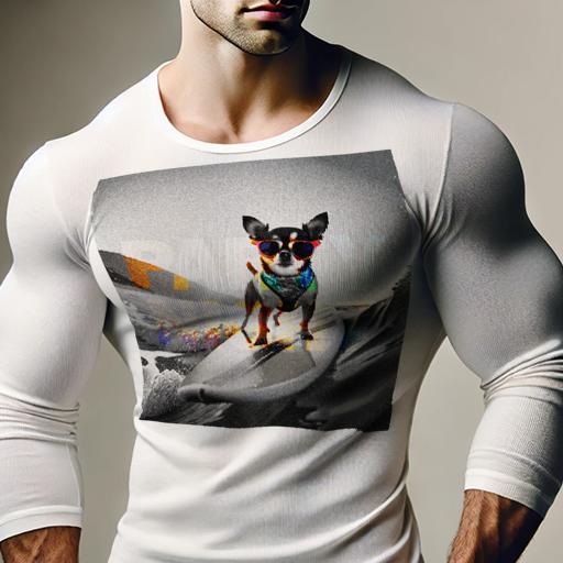 長袖Tシャツ 人間用 メンズ 秋春夏 プリント レジャー アウトドア カジュアル かわいい 犬ファン サングラス チワワ サーフボード 波