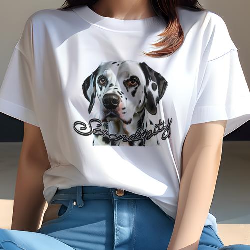 Tシャツ レディース 犬ファン 半袖 春夏 犬柄 プリント カジュアル かわいい 人間用 フィットネス ダンス 文字 ダルメシアン Serendipity