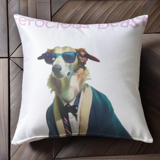 サングラス その他 スーツ ネクタイ クッションカバー 45×45cm アニマル柄 おしゃれ 可愛い クッション本体付き 正方形 犬ファン