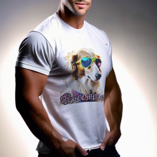 Tシャツ メンズ キッズ 犬ファン 半袖 春夏 犬柄 プリント カジュアル かわいい 人間用 フィットネス ダンス サングラス コリー おしゃれ テキスト