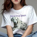 Tシャツ レディース 犬ファン 半袖 春夏 犬柄 プリント カジュアル かわいい 人間用 フィットネス ダンス 動物 ダルメシアン 斑点 白黒 可愛い(4)