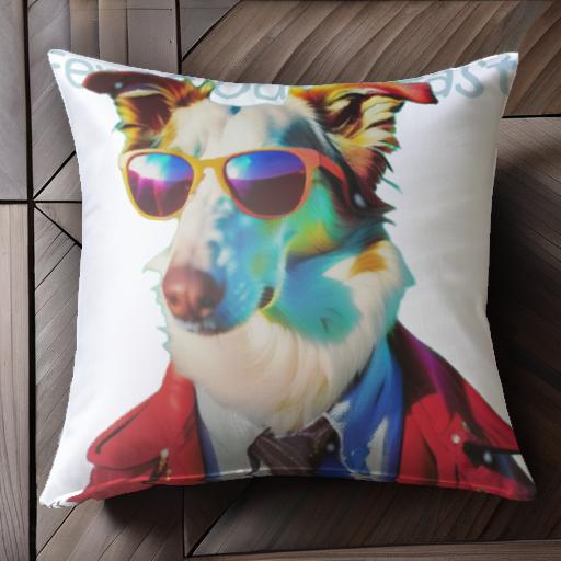 サングラス ボーダーコリー 赤いジャケット ネクタイ クッションカバー 45×45cm アニマル柄 おしゃれ ..