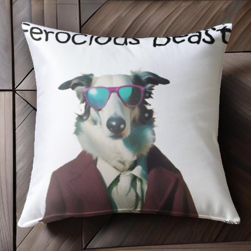 サングラス ボーダーコリー スーツ ネクタイ クッションカバー 45×45cm アニマル柄 おしゃれ 可愛い クッション本体付き 正方形 犬ファン