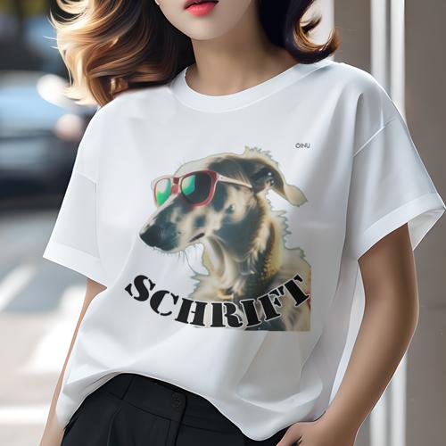 Tシャツ レディース 犬ファン 半袖 春夏 犬柄 プリント カジュアル かわいい 人間用 フィットネス ダンス サングラス ボルゾイ 文字