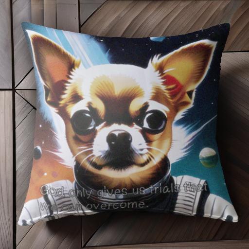 宇宙 チワワ 惑星 スペーススーツ クッションカバー 45×45cm アニマル柄 おしゃれ 可愛い クッション本体付き 正方形 犬ファン