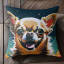 アート チワワ ポップアート 犬 可愛い カラフル クッションカバー 45×45cm アニマル柄 おしゃれ クッション本体付き 正方形 犬ファン