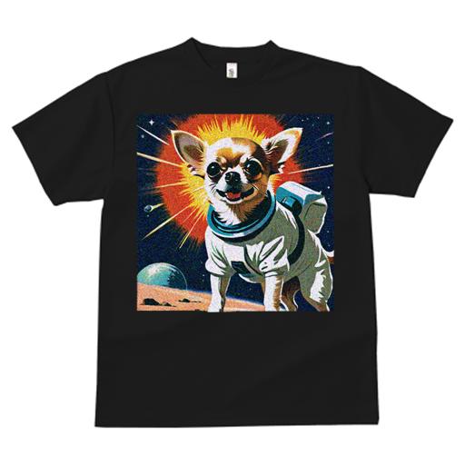 Tシャツ レディース 犬ファン 半袖 春夏 犬柄 プリント カジュアル かわいい 人間用 フィットネス ダンス 宇宙服 チワワ 宇宙 惑星 スター