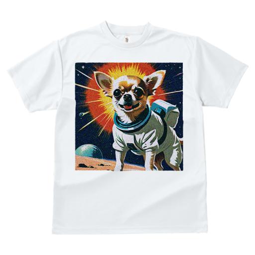Tシャツ レディース 犬ファン 半袖 春夏 犬柄 プリント カジュアル かわいい 人間用 フィットネス ダンス 宇宙服 チワワ 宇宙 惑星 スター