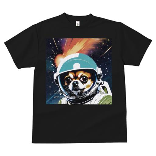 Tシャツ レディース 犬ファン 半袖 春夏 犬柄 プリント カジュアル かわいい 人間用 フィットネス ダンス 宇宙 チワワ ヘルメット 宇宙犬 スペースドッグ 星