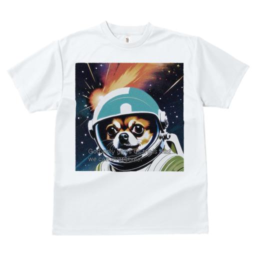 Tシャツ レディース 犬ファン 半袖 春夏 犬柄 プリント カジュアル かわいい 人間用 フィットネス ダンス 宇宙 チワワ ヘルメット 宇宙犬 スペースドッグ 星