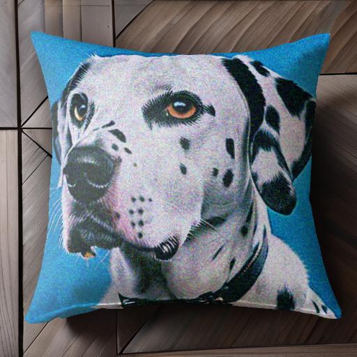 青い背景 ダルメシアン クッションカバー 45×45cm アニマル柄 おしゃれ 可愛い クッション本体付き 正方形 犬ファン