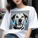 Tシャツ メンズ キッズ 犬ファン 半袖 春夏 犬柄 プリント カジュアル かわいい 人間用 フィットネス ダンス 首輪 ダルメシアン プロフィール写真 白黒 色素沈着 芸術