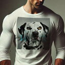 長袖Tシャツ 人間用 メンズ 秋春夏 プリント レジャー アウトドア カジュアル かわいい 犬ファン 首輪 ダルメシアン プロフィール写真 白黒 色素沈着 芸術