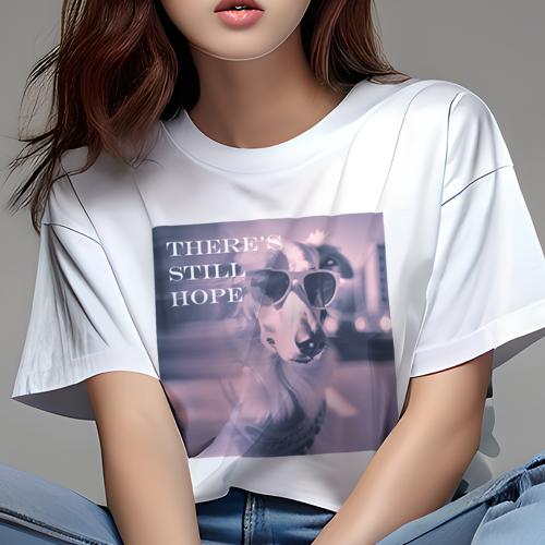 Tシャツ レディース 犬ファン 半袖 春夏 犬柄 プリント カジュアル かわいい 人間用 フィットネス ダンス サングラス コリー バンダナ 希望 まだ大丈夫