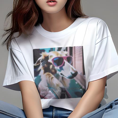 Tシャツ レディース 犬ファン 半袖 春夏 犬柄 プリント カジュアル かわいい 人間用 フィットネス ダンス サングラス ボルゾイ 毛皮 街 セリフ Tシャツ レディース 犬ファン 半袖 春夏 犬柄 プリント カジュアル かわいい 人間用 フィットネス ダンス サングラス ボルゾイ 毛皮 街 セリフ