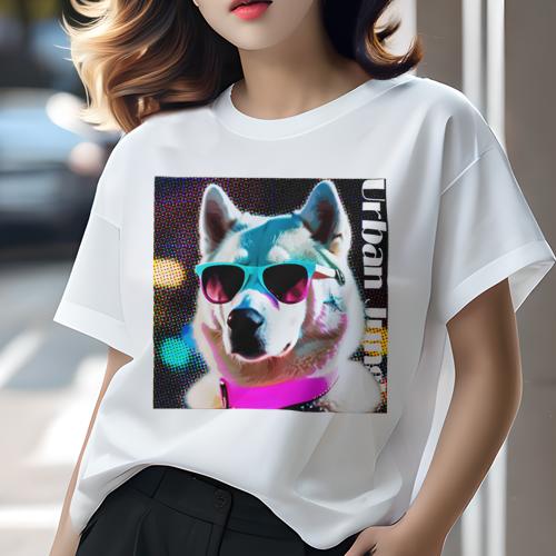 Tシャツ レディース 犬ファン 半袖 春夏 犬柄 プリント カジュアル かわいい 人間用 フィットネス ダン..