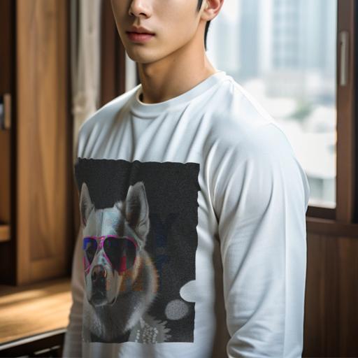 長袖Tシャツ 人間用 メンズ 秋春夏 プリント レジャー アウトドア カジュアル かわいい 犬ファン サングラス 柴犬 レトロ 白黒 犬 格好良い