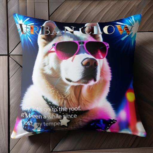 サングラス シベリアンハスキー ネオン 蛍光灯 クッションカバー 45×45cm アニマル柄 おしゃれ 可愛い ..