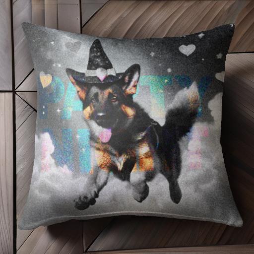 パーティーハット ジャーマンシェパード ハート 雲 クッションカバー 45×45cm アニマル柄 おしゃれ 可..