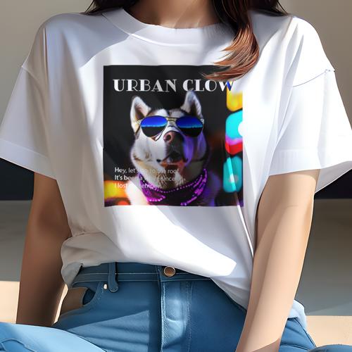 Tシャツ レディース 犬ファン 半袖 春夏 犬柄 プリント カジュアル かわいい 人間用 フィットネス ダンス サングラス シベリアンハスキー ネオンライト 街灯 夜 Tシャツ レディース 犬ファン 半袖 春夏 犬柄 プリント カジュアル かわいい 人間用 フィットネス ダンス サングラス シベリアンハスキー ネオンライト 街灯 夜
